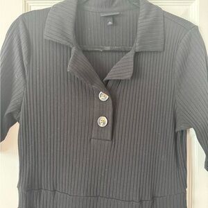 EUC Casual Black Ribbed Midi Dress